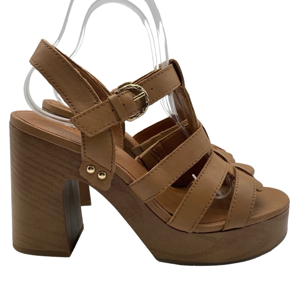 Lucky Brand Womens Shoes Imana Sandals Brown Leather Platform Fisherman NEW - Picture 2 of 8